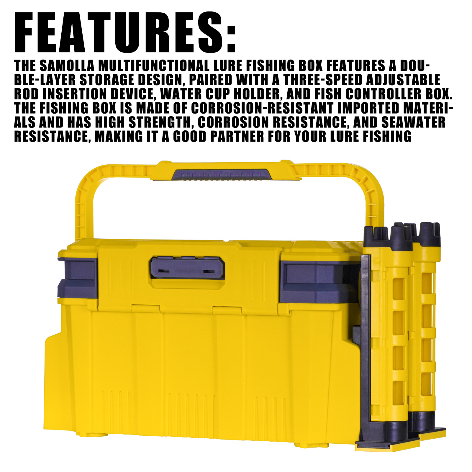 대형 낚시 상자 세트, 19.5L, 2 로드 폴, 컵  - Fishing Kayak Crate 리뷰 및 가격